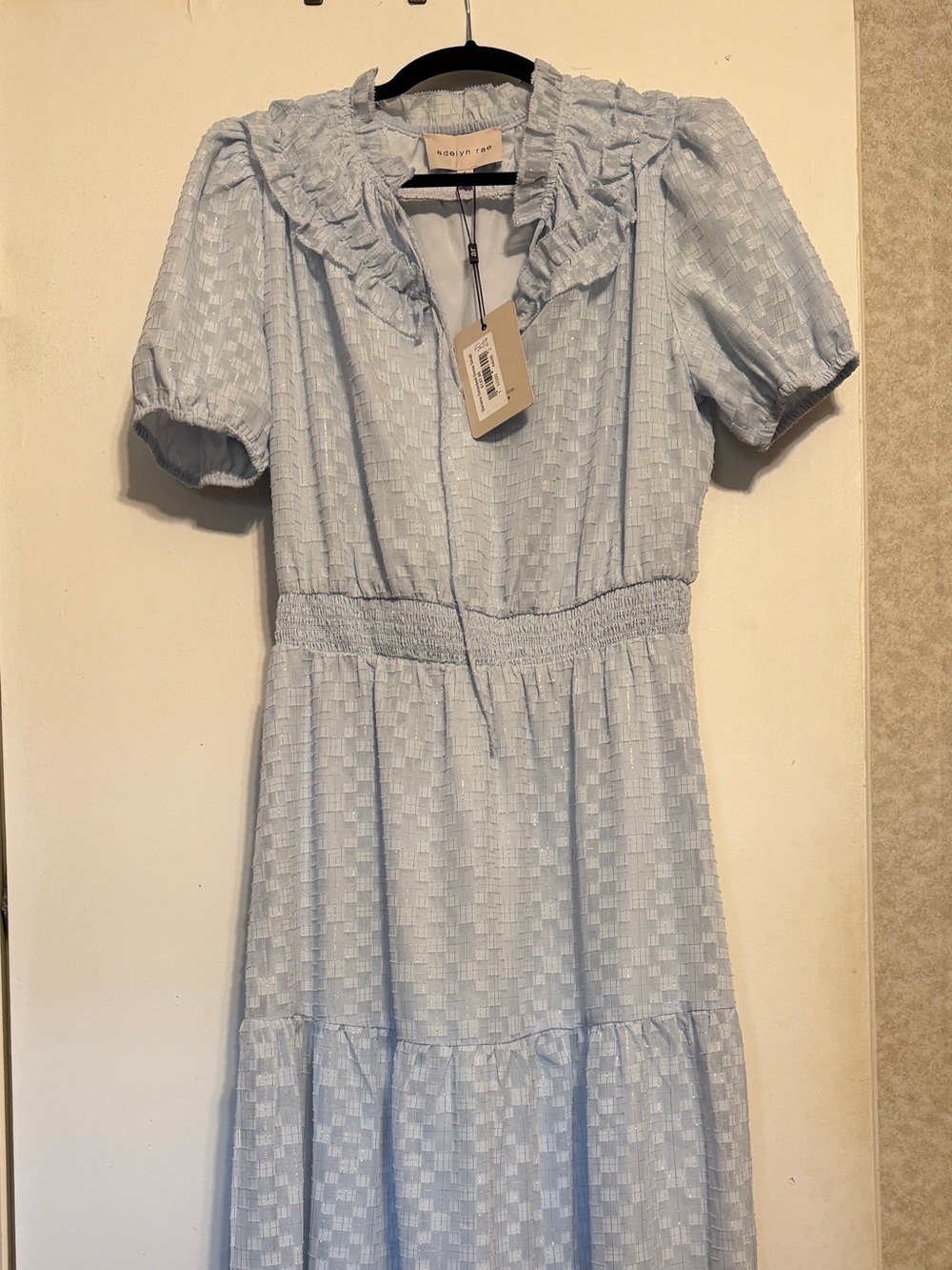 Adelyn Rae Pale Blue Ruffle-Neck Tiered Maxi Dress - Picture 2 of 3